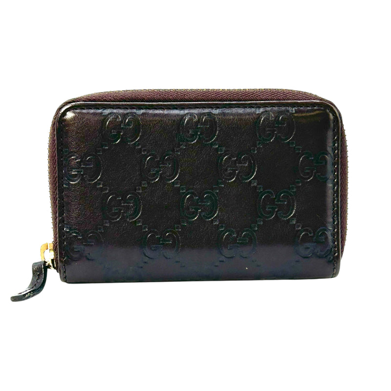 GUCCI Guccissima Card Case Compact Wallet - Dark Brown 