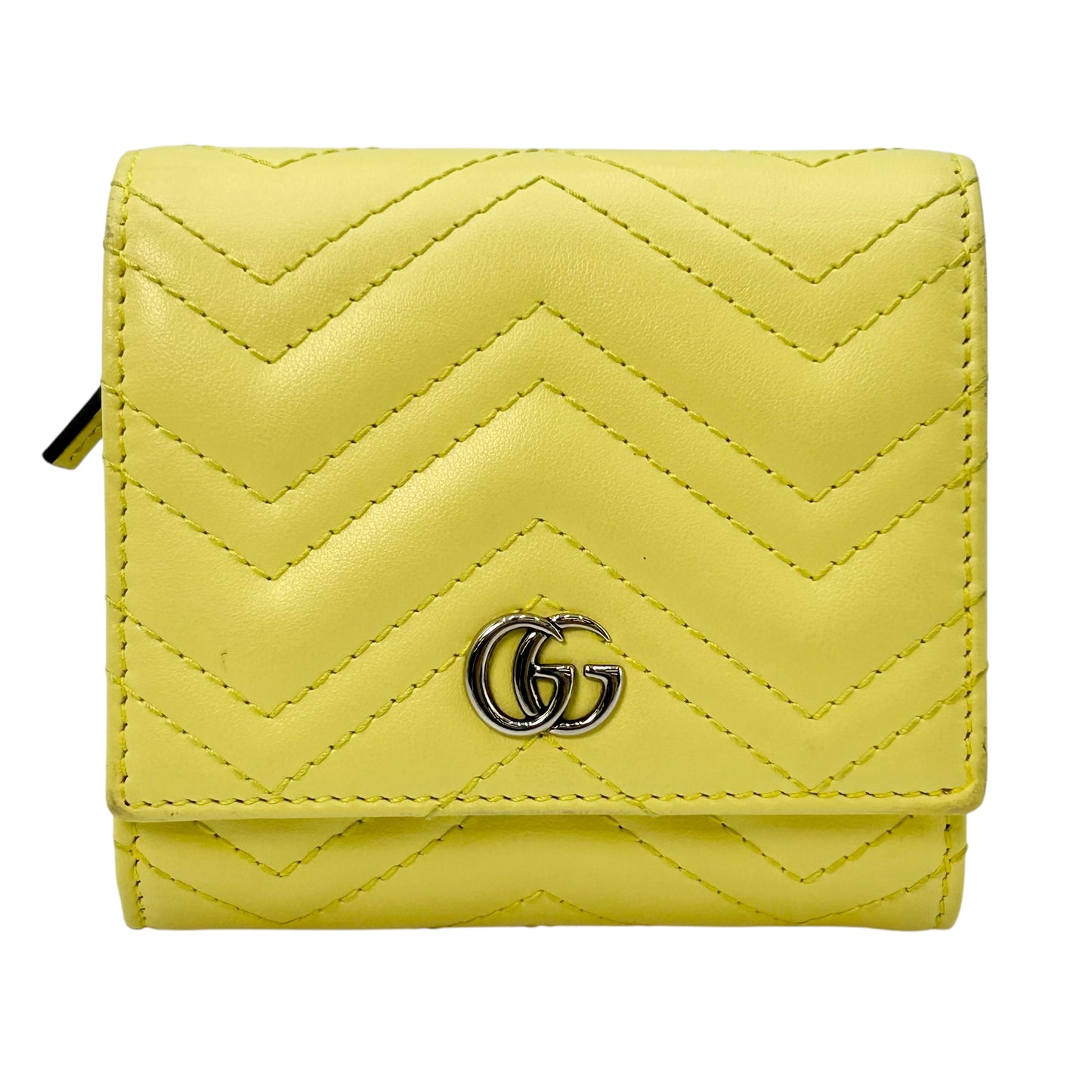 GUCCI GG Marmont Leather Bi-fold Compact Wallet - Yellow 