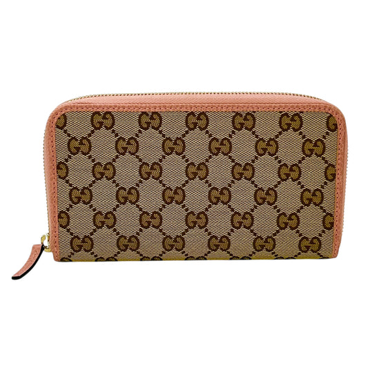GUCCI GG Canvas Zip Around Long Wallet - Beige 