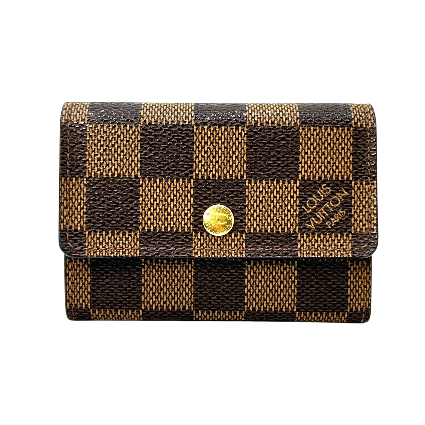 Louis Vuitton Damier Porte Monnaie Plat Bi-fold Compact Wallet - Dark Brown 
