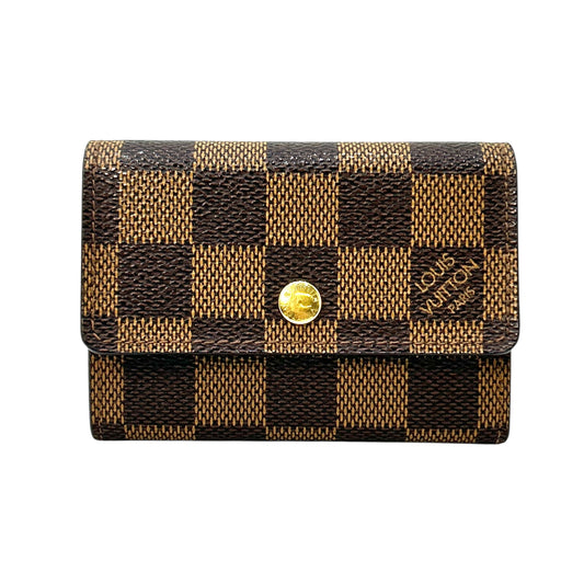Louis Vuitton Damier Porte Monnaie Plat Bi-fold Compact Wallet - Dark Brown 