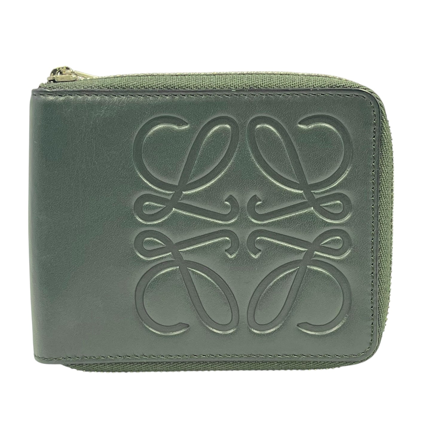 LOEWE Anagram Zippy Bi-fold Compact Wallet - Green 