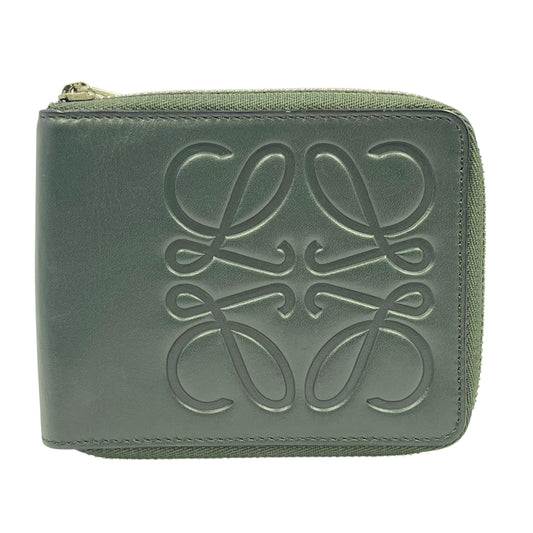LOEWE Anagram Zippy Bi-fold Compact Wallet - Green 