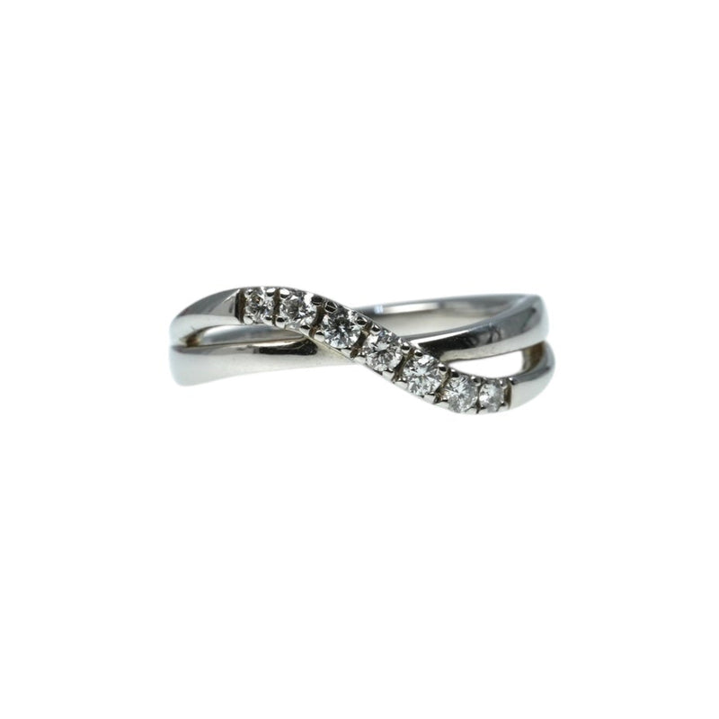 4°C Diamond Cross Wave Ring Jewelry - Pt950 