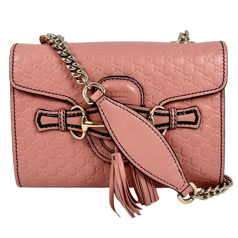 GUCCI Emily Mini Chain Shoulder Bag - Pink 