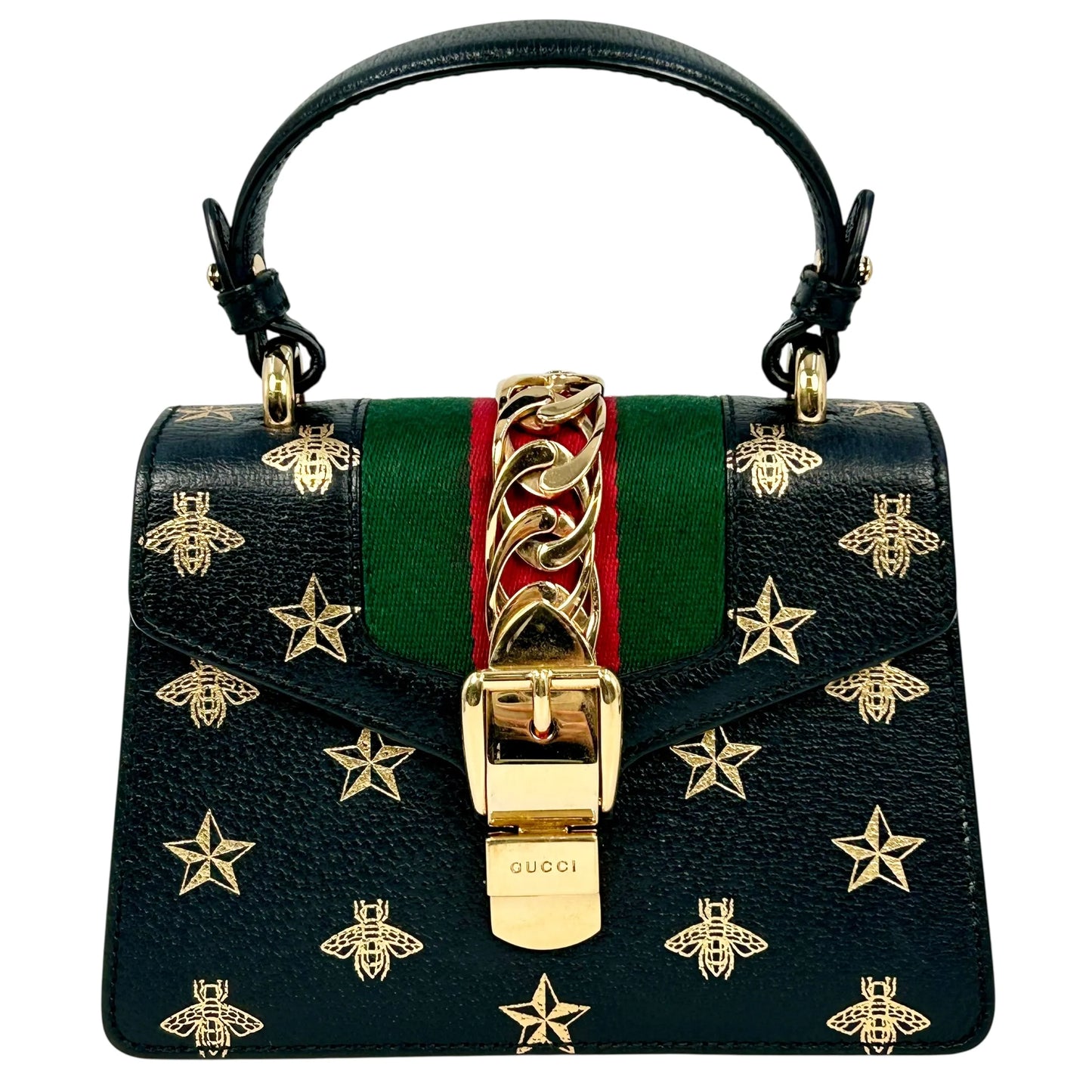 GUCCI シルヴィ ウェブライン ハンドバッグ ショルダーバッグ - ブラック