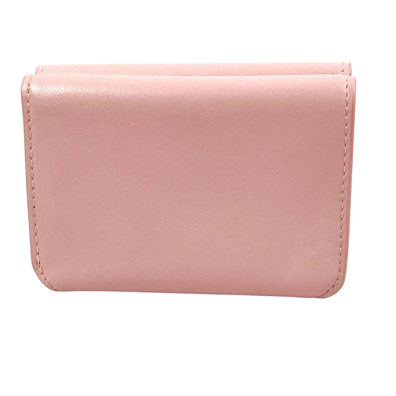 BALENCIAGA Cash Mini Leather Tri-fold Compact Wallet - Pink