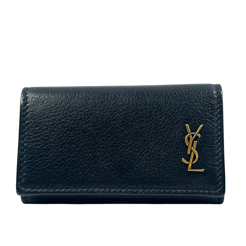 Saint Laurent Tiny Cassandra Logo Key Case - Black 