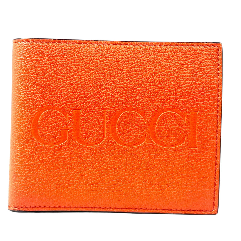 GUCCI GG Logo Embossed Bifold Compact Wallet - Orange 
