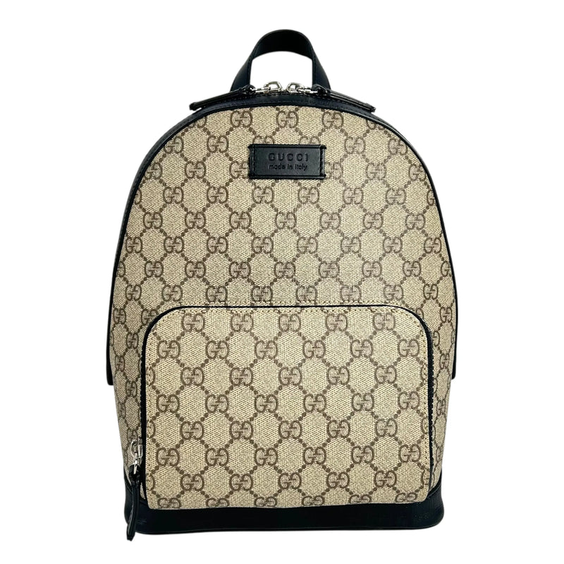 GUCCI GG Supreme Canvas Small Backpack - Beige and Black 