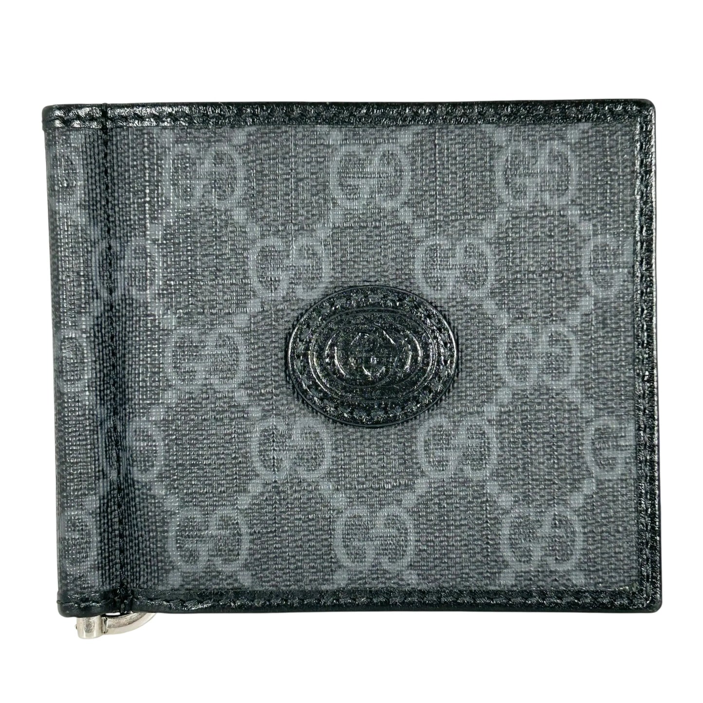 GUCCI Interlocking G GG Supreme Money Clip Compact Wallet - Black 