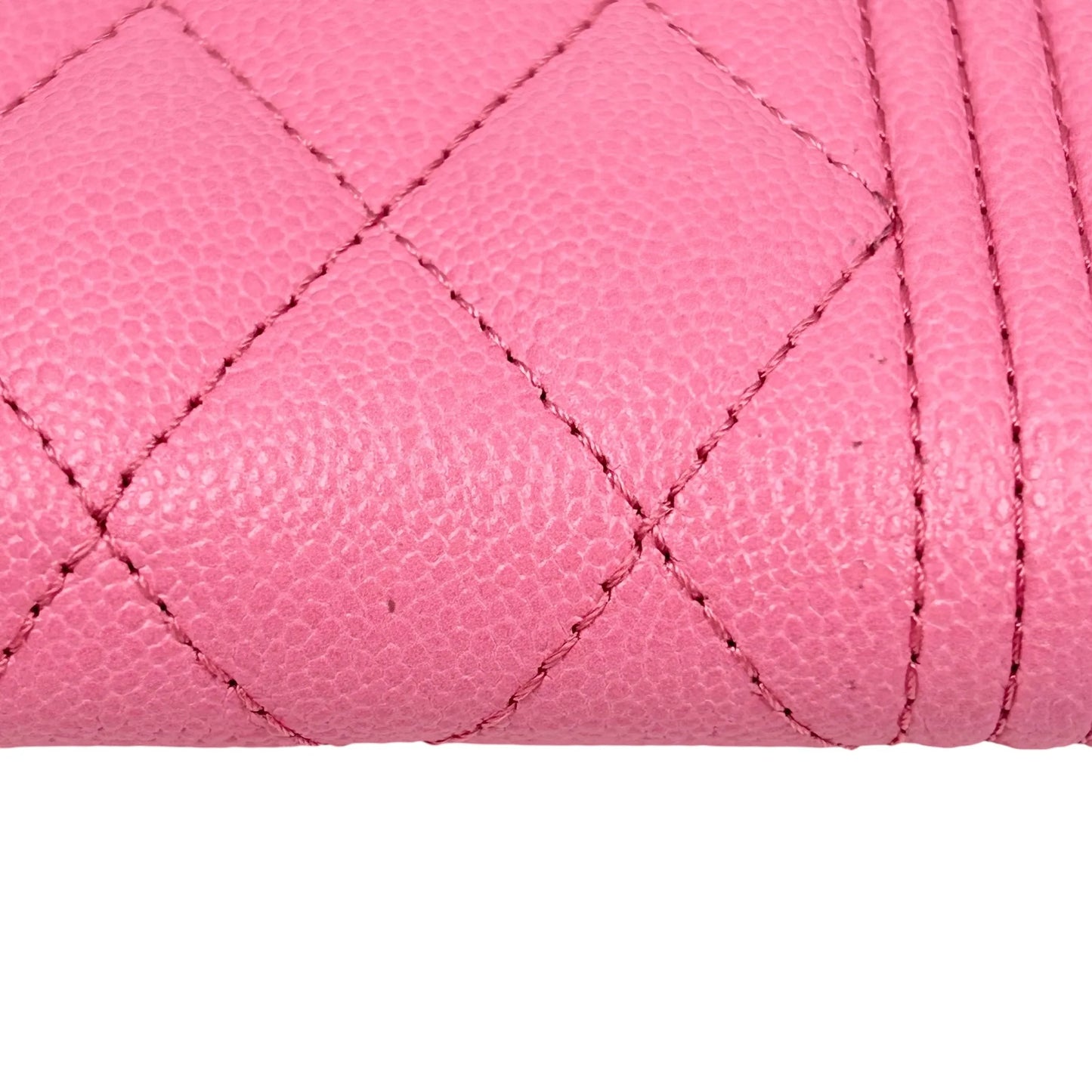 CHANEL Boy Chanel Zippy Coin Case Compact Wallet in Caviar Skin - Pink 