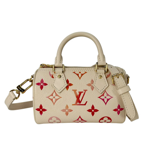 LOUIS VUITTON Nano Speedy Monogram Empreinte Handbag/Shoulder Bag - White 