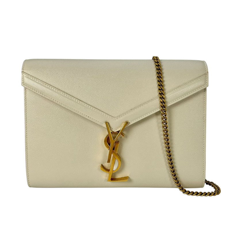 SAINT LAURENT Cassandra Leather Chain Shoulder Bag - White 