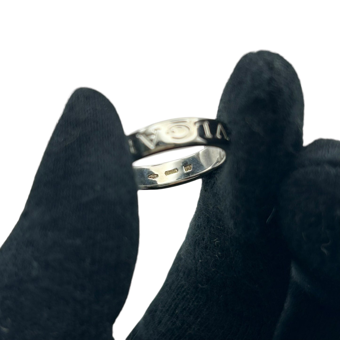 BVLGARI BB Double Logo 1PD Diamond Ring Jewelry - 18K White Gold 