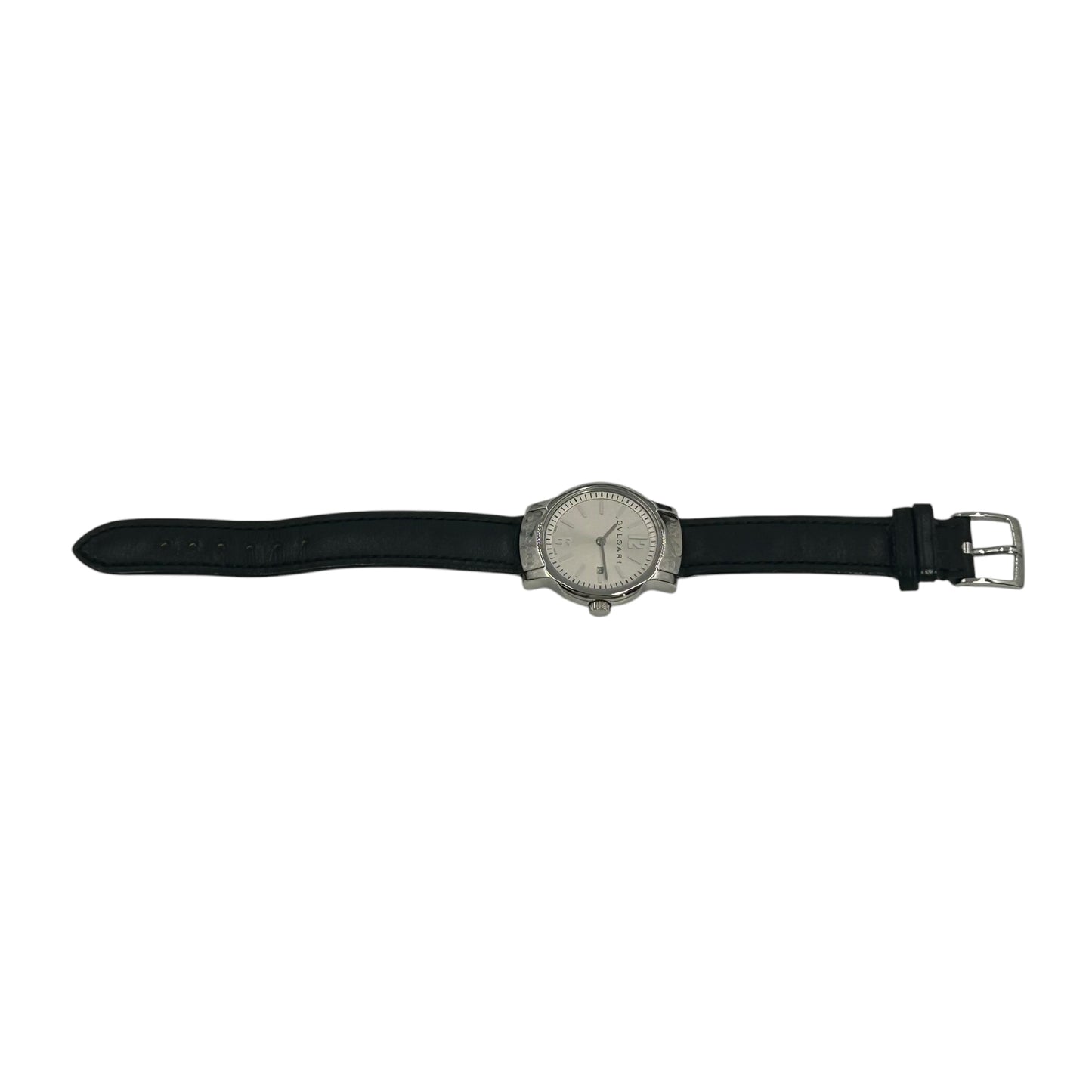 BVLGARI Solotempo Stainless Steel Leather Band Watch - Black 