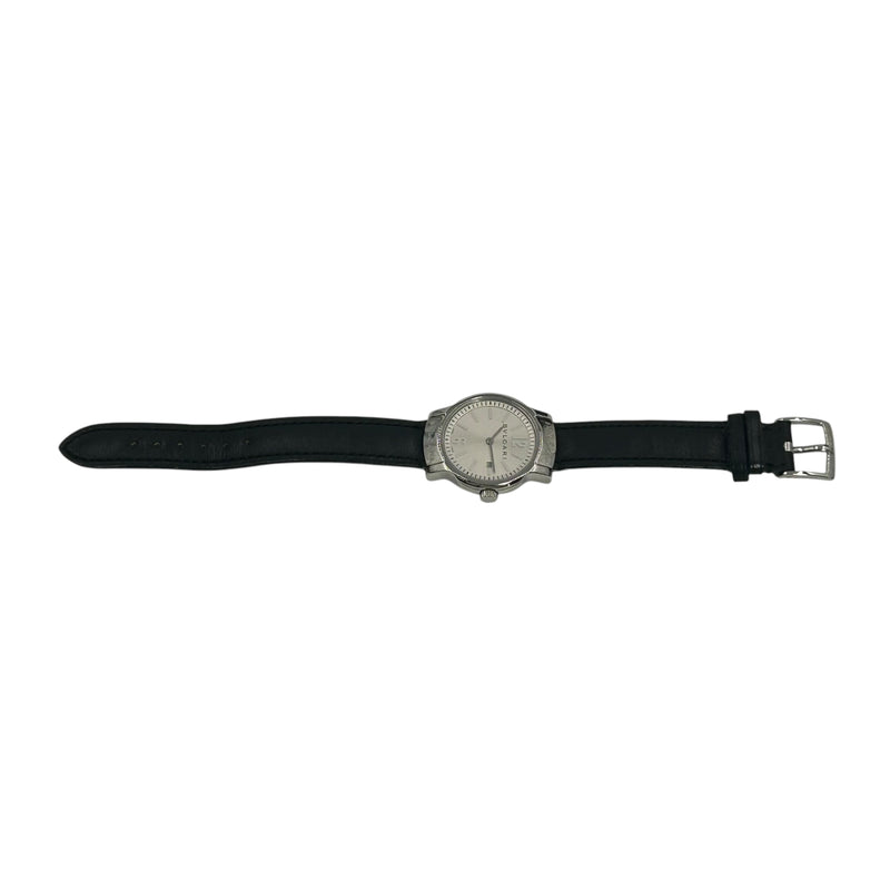 BVLGARI Solotempo Stainless Steel Leather Band Watch - Black 