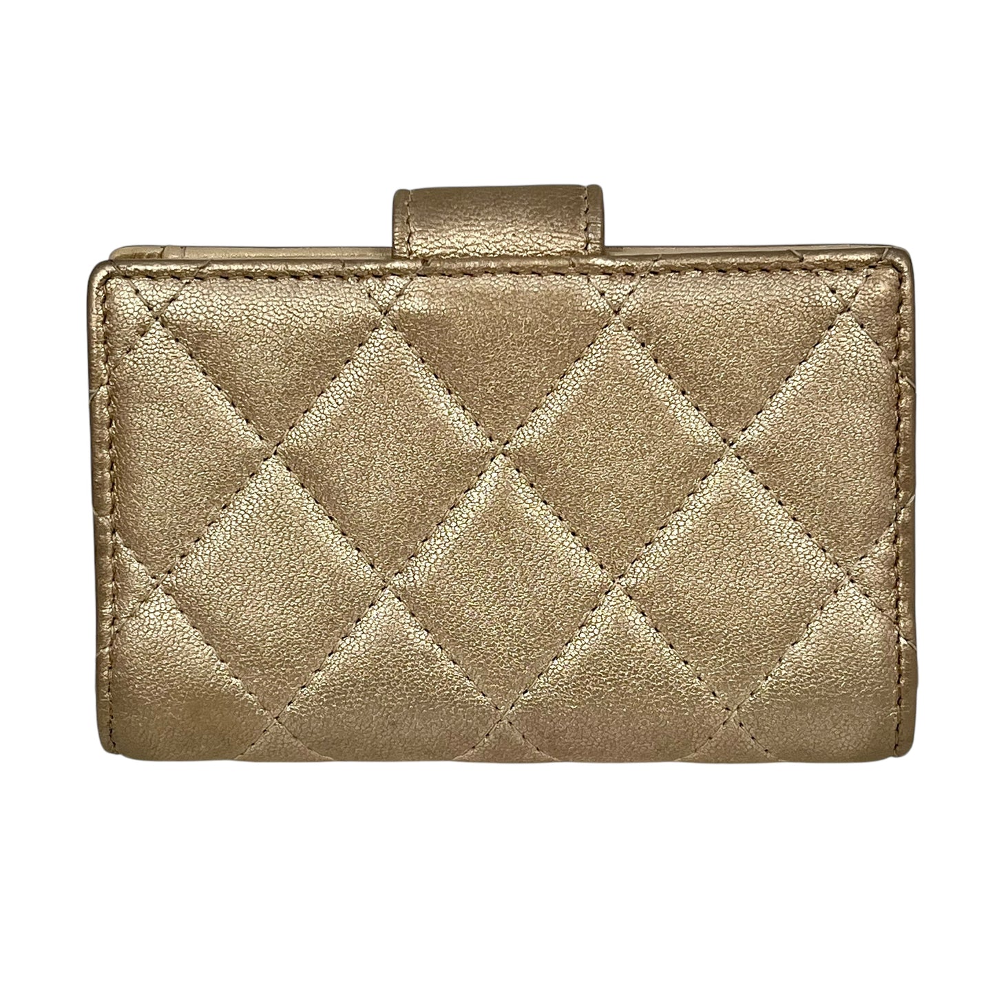 CHANEL Matelasse Metallic Bifold Compact Wallet - Gold 