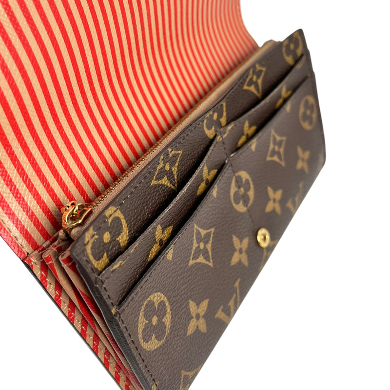 Louis Vuitton Monogram Portefeuille Sarah Canvas Long Wallet - Brown 
