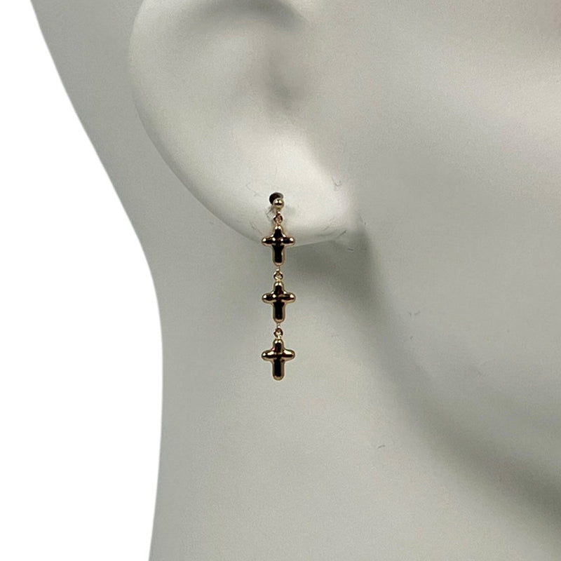 Triple Cross Earrings - 18KPG - 06846 