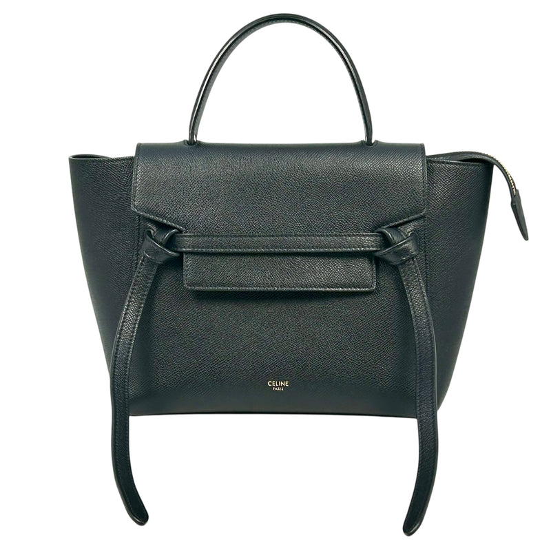 CELINE Leather Micro Beret Handbag/Shoulder Bag - Black 