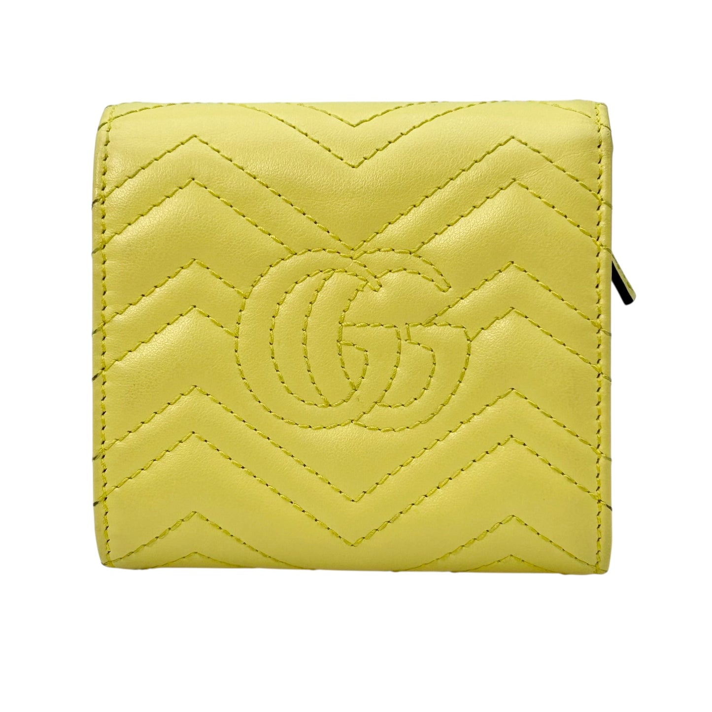 GUCCI GG Marmont Leather Bi-fold Compact Wallet - Yellow 