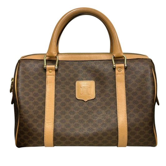 CELINE マカダム ボストン キャンバス ハンドバッグ - ブラウン