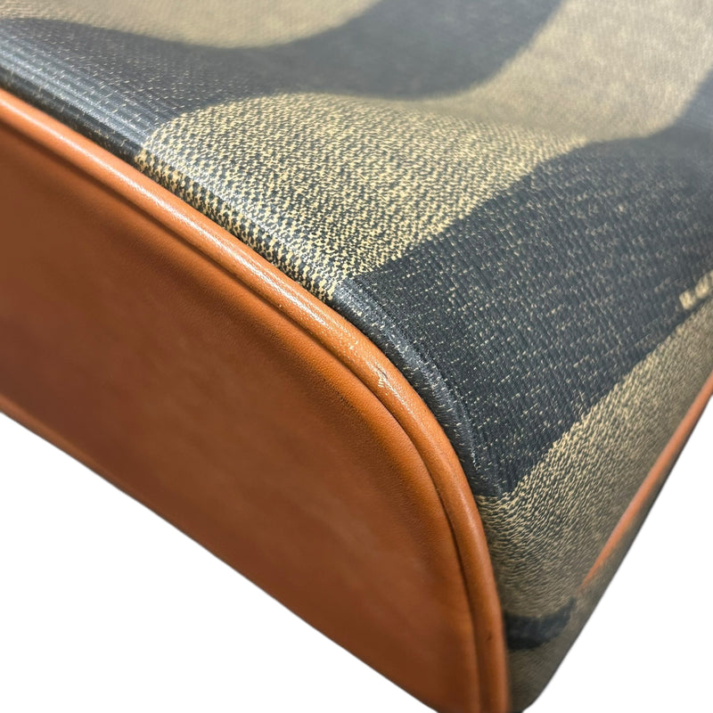 FENDI ペカン ロゴ ストライプ ハンドバッグ - ブラウン