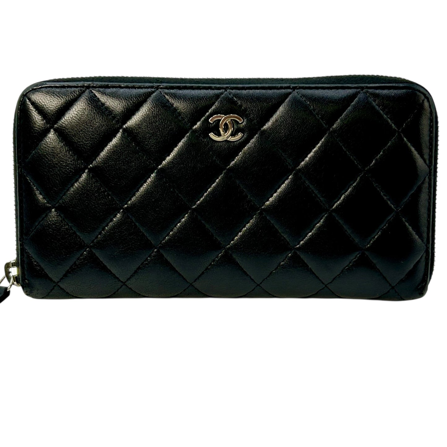 CHANEL Cambon Line Lambskin Long Wallet - Black 