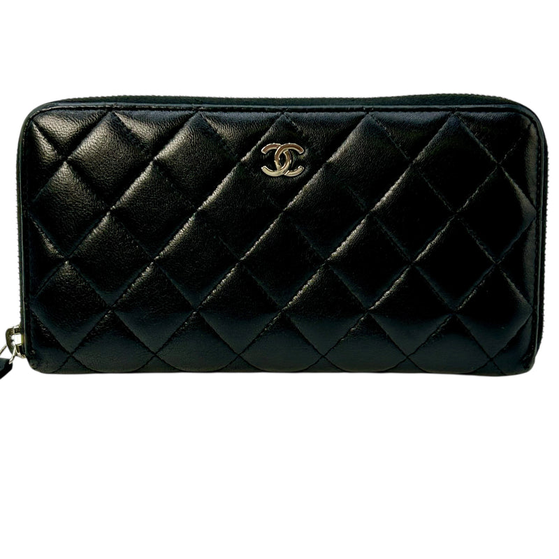 CHANEL Cambon Line Lambskin Long Wallet - Black 