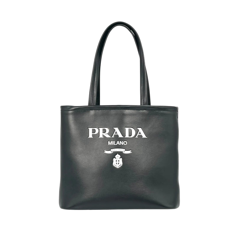 PRADA Soft Calf Leather Tote Bag/Shoulder Bag - Black 