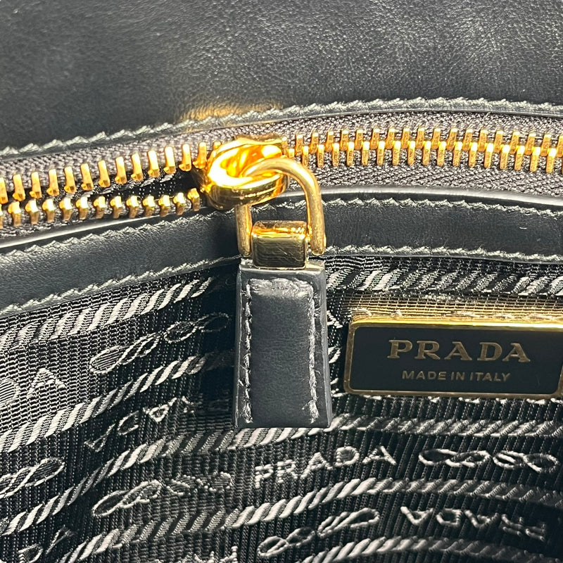 PRADA Soft Calf Leather Tote Bag/Shoulder Bag - Black 