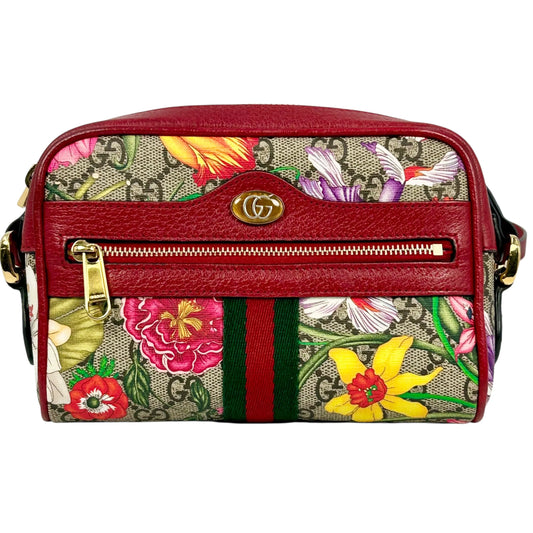 GUCCI GG Flora Ophidia Shoulder Bag - Red 