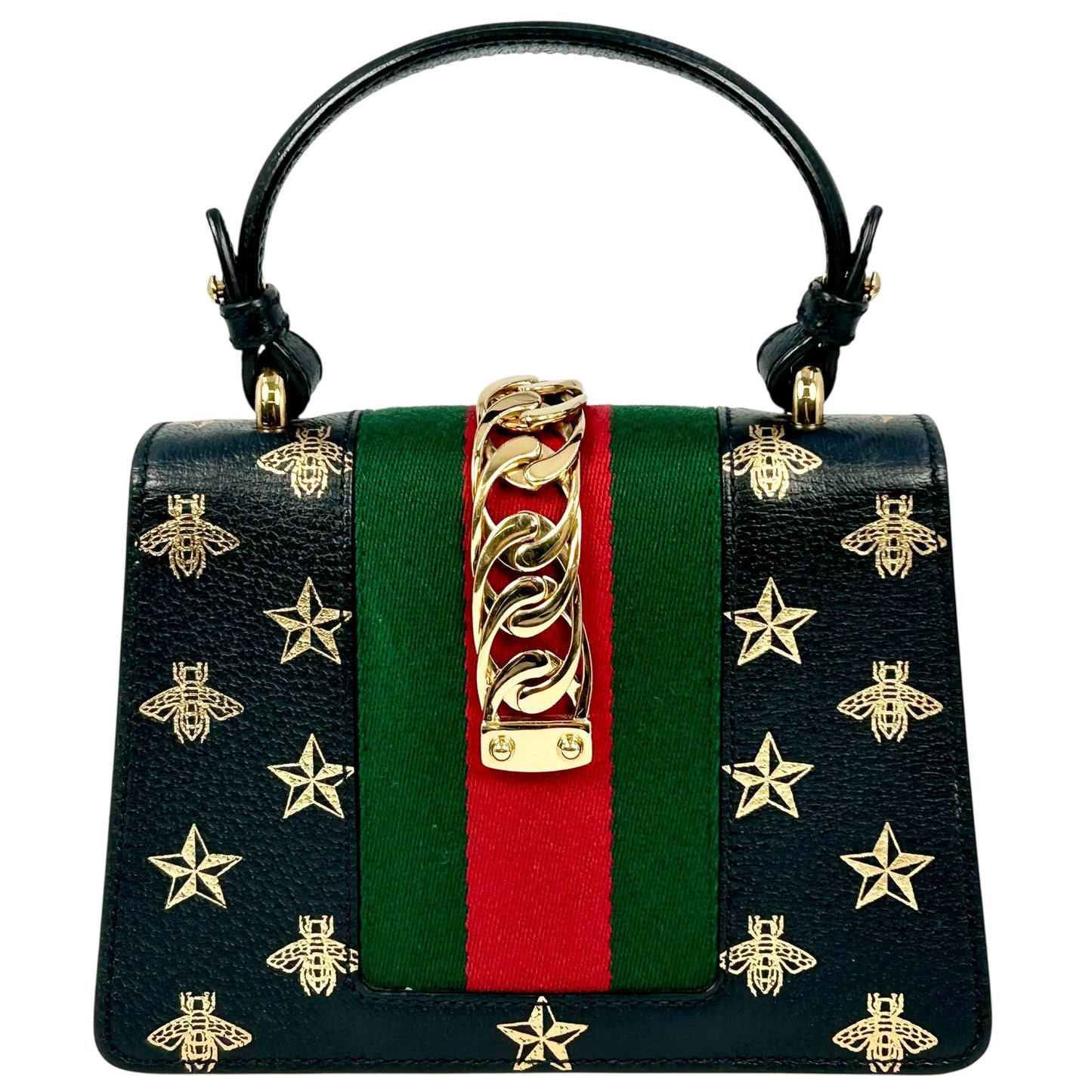 GUCCI シルヴィ ウェブライン ハンドバッグ ショルダーバッグ - ブラック