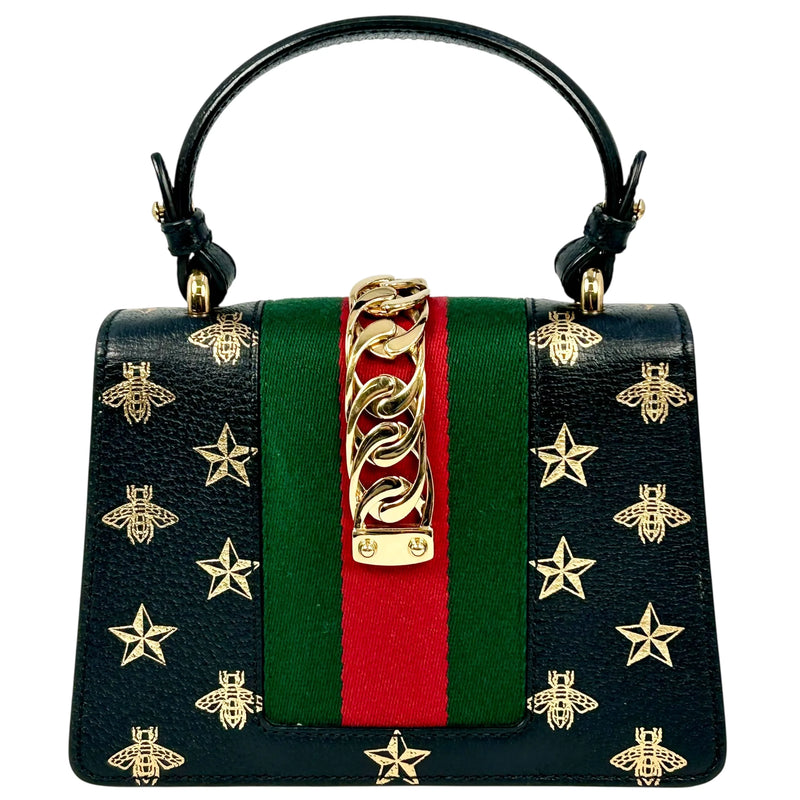 GUCCI シルヴィ ウェブライン ハンドバッグ ショルダーバッグ - ブラック