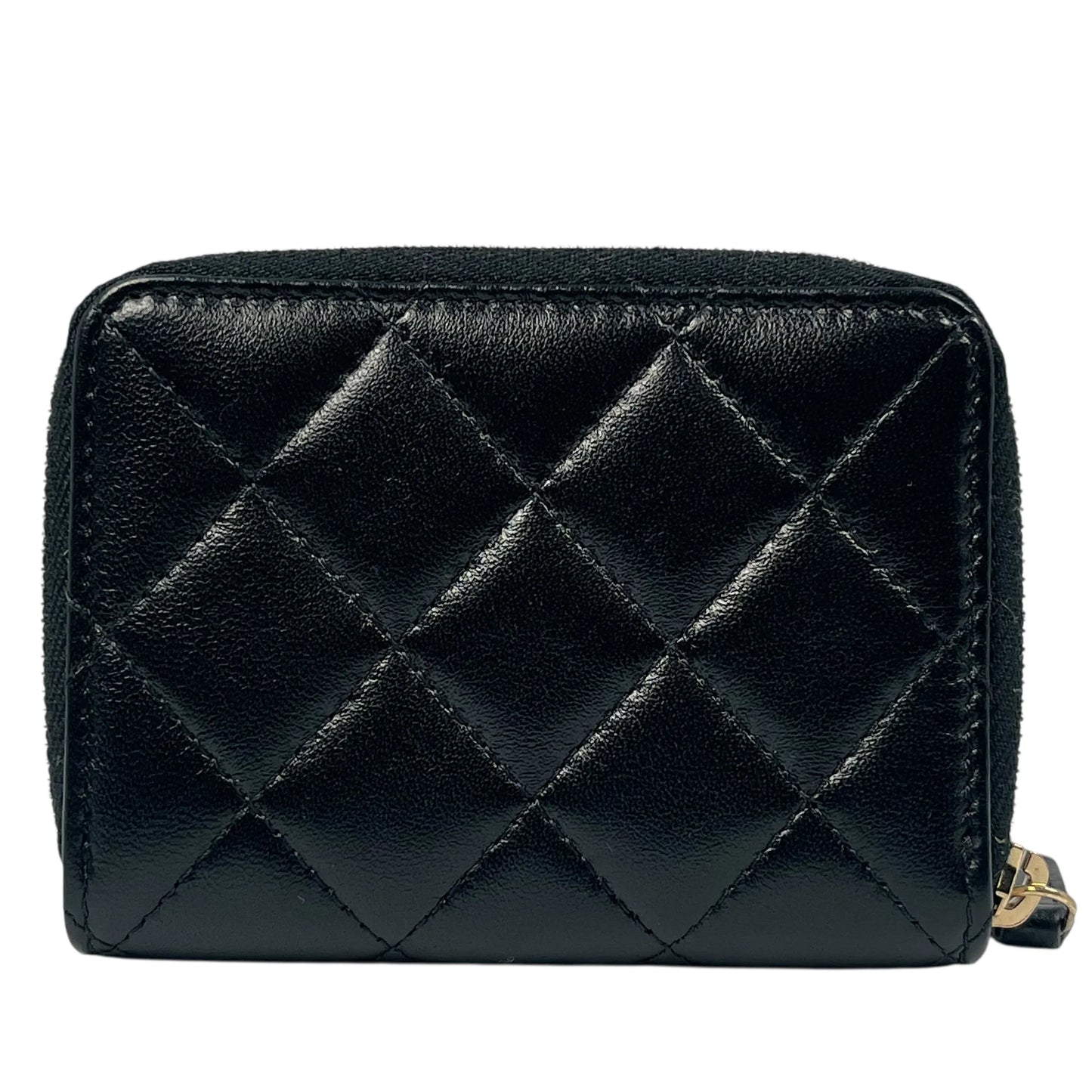 CHANEL Lambskin Coco Mark Bi-fold Compact Wallet - Black 