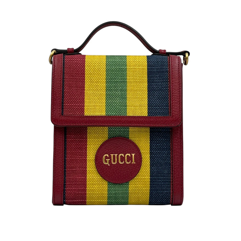 GUCCI Baiadera Striped Shoulder Bag - Multicolor and Red 