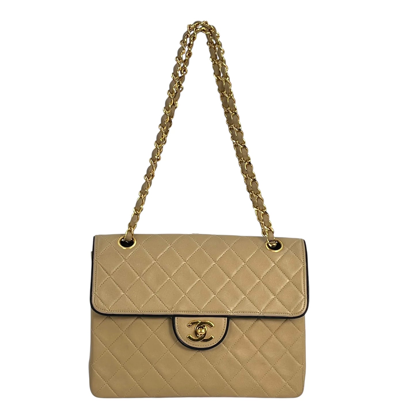 CHANEL 2.55 イーストウエスト マトラッセ チェーンショルダーバッグ - ベージュ