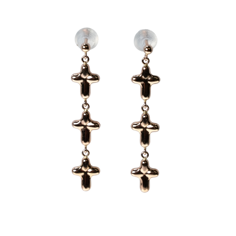 Triple Cross Earrings - 18KPG - 06845 