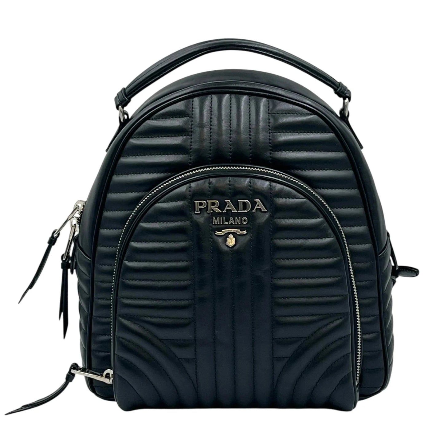PRADA Diagram Leather Backpack - Black 