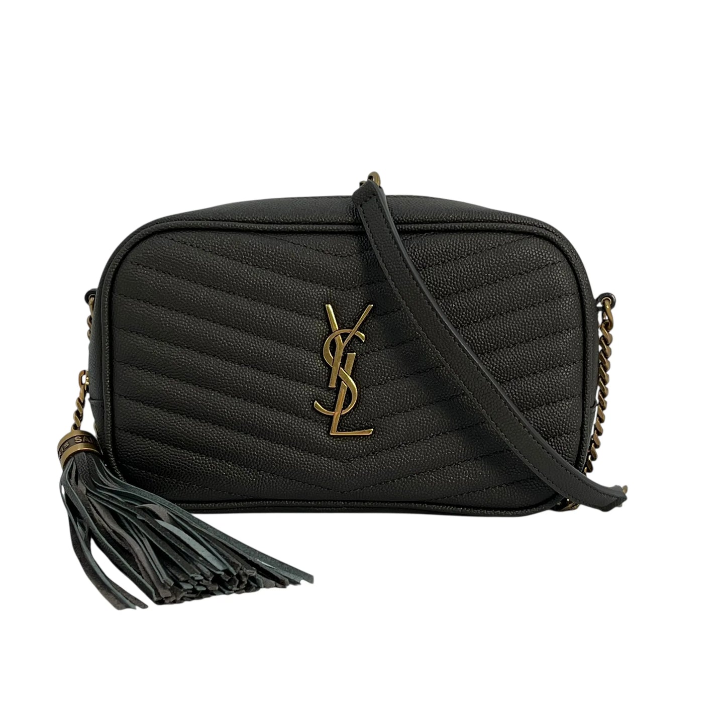 Saint Laurent Lou Mini Shoulder Bag with Chain Wallet - Dark Grey 