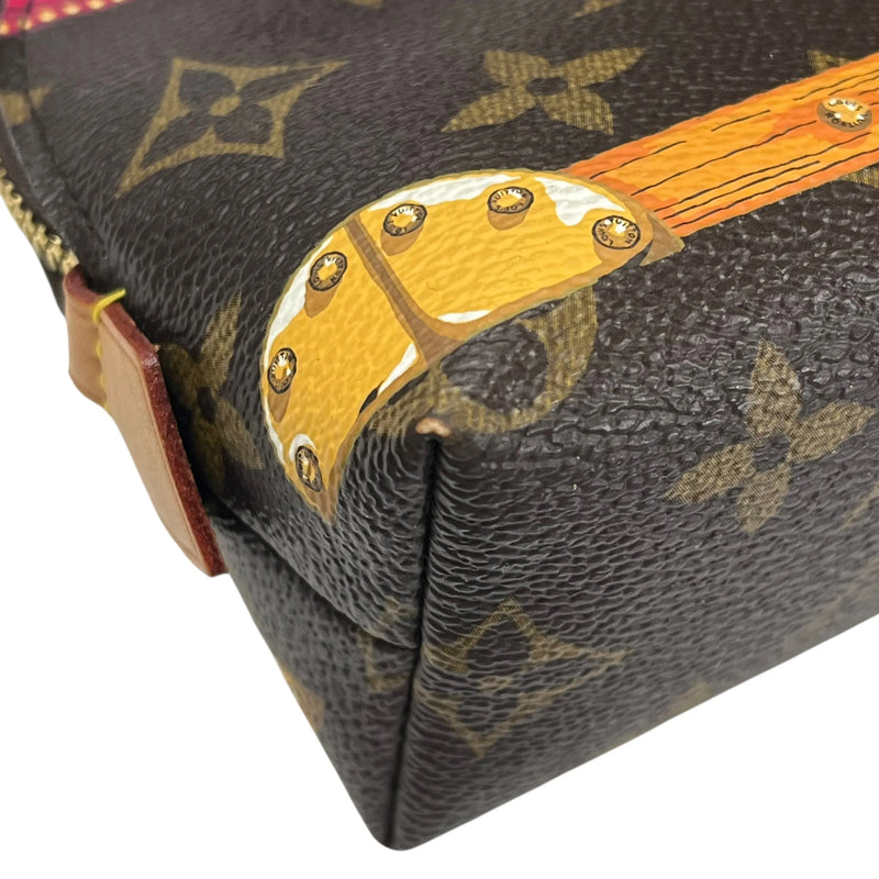 Louis Vuitton Monogram Canvas Pochette Cosmetic Summer Trunk Collection Pouch - Brown 