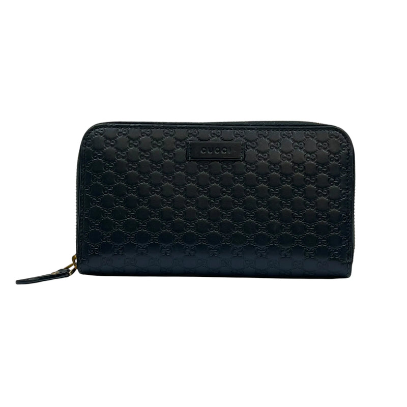 GUCCI Micro Guccissima Round Zip Long Wallet - Black 