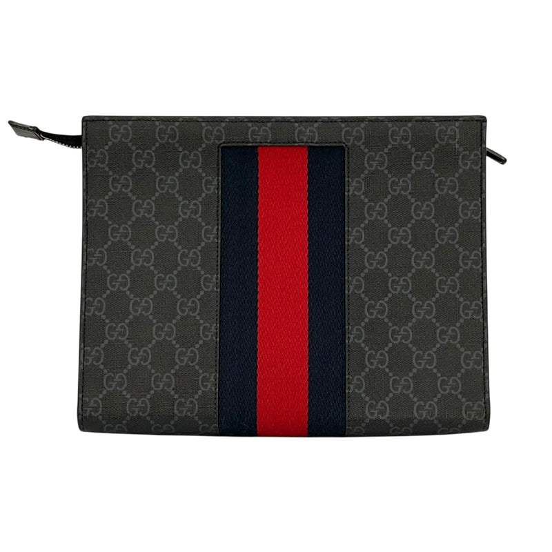 GUCCI GG Supreme Web Clutch Bag - Black 