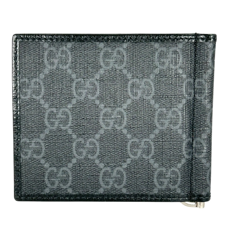 GUCCI Interlocking G GG Supreme Money Clip Compact Wallet - Black 