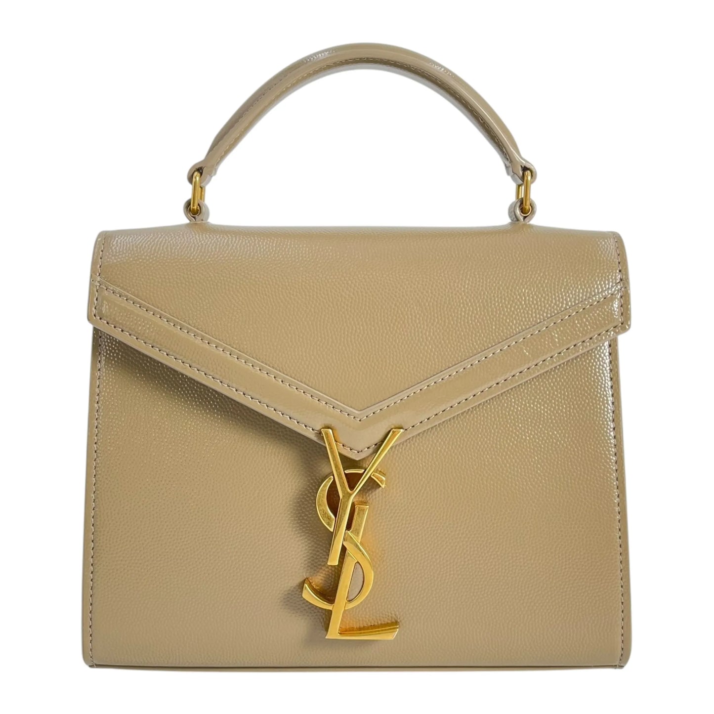 Saint Laurent Cassandra Top Handbag/Shoulder Bag - Beige 