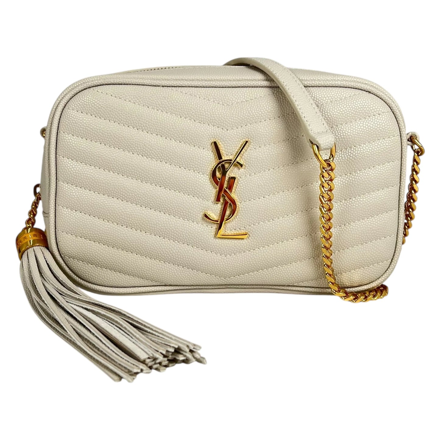 Saint Laurent Lou Mini Shoulder Bag - White 