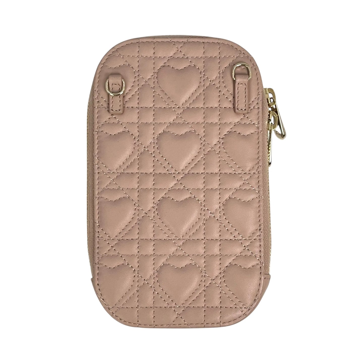 Dior レディディオール コールイン フォンケース カナージュ ラムスキン ショルダーバッグ - ピンク