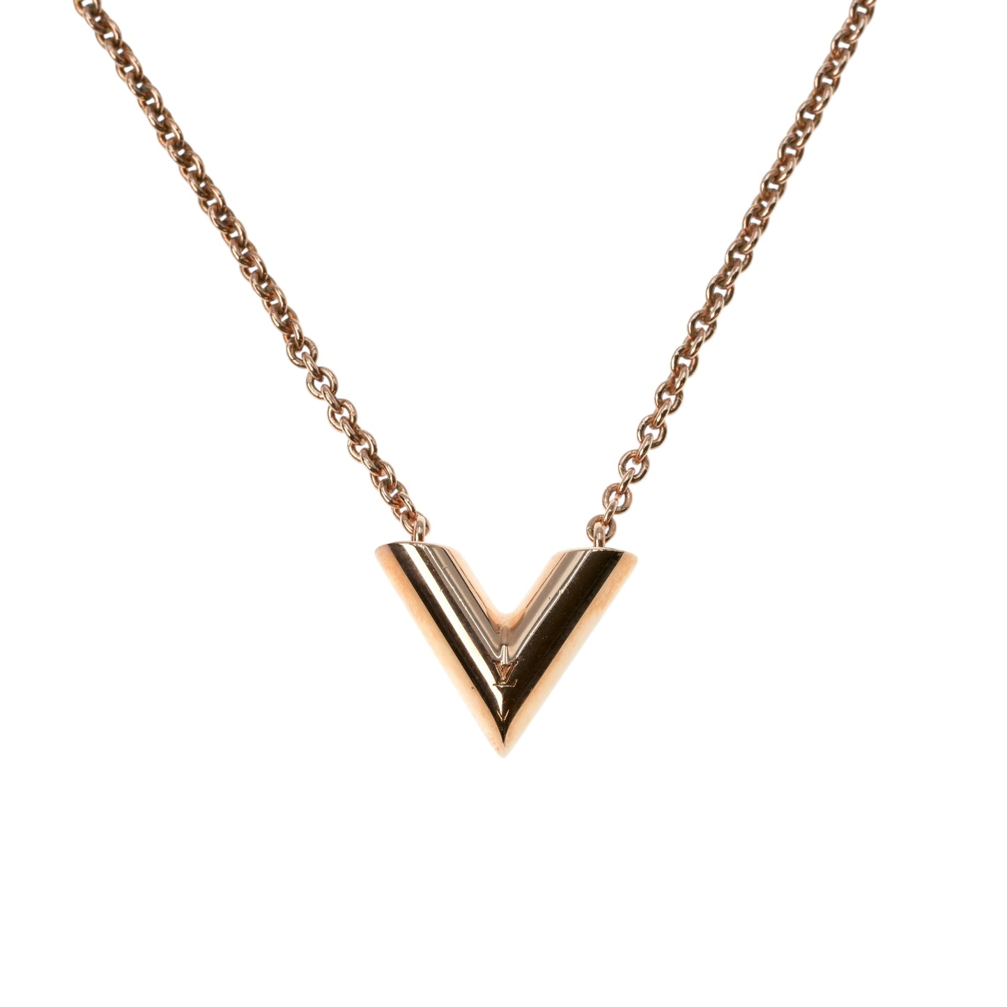 Louis Vuitton Essential V Necklace - GP - Rose Gold - 21368 