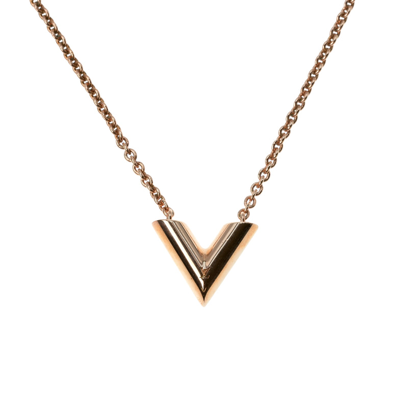 Louis Vuitton Essential V Necklace - GP - Rose Gold - 21368 